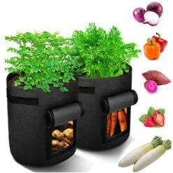 2Pcs Sac De Plantation De Pomme De Terre,10Gallons Sac De Plantation De Jardin En Non-tissés,Sac Pomme De Terre Avec La Fenêtre Et La Poignée,Grand Sac Potager