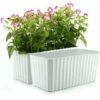 Bac à Fleurs Auto-Irrigation Blanc Plastique Rectangle Lot De 2, Pot Avec Réserve D'eau Et Indicateur De Niveau D'eau Pot Avec Système D'Arrosage Pour Planter Les Plantes Facilement -Outsunny Eda Magasin 93345734 1