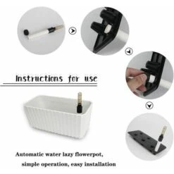 Bac à Fleurs Auto-Irrigation Blanc Plastique Rectangle Lot De 2, Pot Avec Réserve D'eau Et Indicateur De Niveau D'eau Pot Avec Système D'Arrosage Pour Planter Les Plantes Facilement -Outsunny Eda Magasin 93345734 4