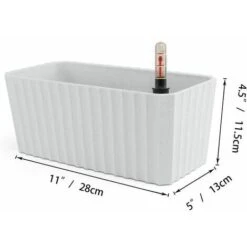 Bac à Fleurs Auto-Irrigation Blanc Plastique Rectangle Lot De 2, Pot Avec Réserve D'eau Et Indicateur De Niveau D'eau Pot Avec Système D'Arrosage Pour Planter Les Plantes Facilement -Outsunny Eda Magasin 93345734 5