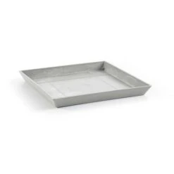 ECOPOTS Soucoupe Square 50 Blanc Gris - 43 X 43 X H. 3,5 Cm