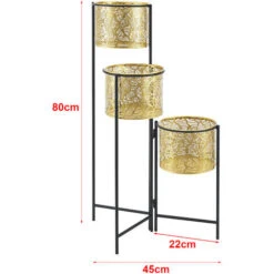 Nova Ensemble De Titulaires De 3 Ans Avec Design élégant Avec Des Pots De Colonne En Or Et Un Cadre Noir -Outsunny Eda Magasin 94571483 3