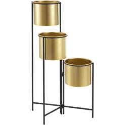 Nova Réglez 3 Porte-fleurs Idéal Pour Chaque Espace De La Maison Vases Colorées En Or Et Cadre Noir -Outsunny Eda Magasin 94571959 5