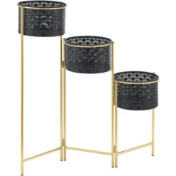 Nova Ensemble De 3 Porteurs Intérieurs Noirs Et Structure Pliante En Or Pliante -Outsunny Eda Magasin 94571999 5