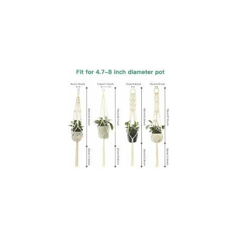 Suspension Plantes Macramé, 4 Pièces Macramé Panier De Supports De Plantes Avec 4 Crochets De Suspension, Tissés à Main Fleurs En Macramé Plant Hangers Pour Jardin Décor Intérieur Extérieur 4 Suspension Plantes Macramé, 4 Pièces Macramé Panier De Supports De Plantes Avec 4 Crochets De Suspension, Tissés à Main Fleurs En Macramé Plant Hangers Pour Jardin Décor Intérieur Extérieur – Image 2