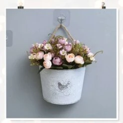 Pot De Fleurs Suspendu Jardinières - Demi-Cercle Galvanisé Vase Mural Pots Intérieur Et ExtéRieur Mur Décoration Suspendue Pour Ferme Cour Jardin Succulentes D'herbes, 2 Ensembles -Outsunny Eda Magasin 95204894 5