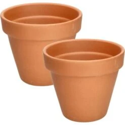 KOTARBAU Lot De 2 Pots De Fleurs En Terre Cuite à 17 Cm Avec Bord Pour L'intérieur Et Le Jardin