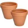 KOTARBAU Lot De 2 Pots De Fleurs En Terre Cuite Ø 19 Cm Avec Bord Pour L'intérieur Et Le Jardin -Outsunny Eda Magasin 95292491 1