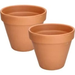 KOTARBAU Lot De 2 Pots De Fleurs En Terre Cuite à 19 Cm Avec Bord Pour L'intérieur Et Le Jardin