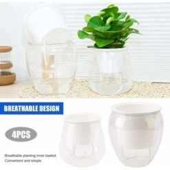 Pot à Orchidée Transparent, Pot à Fleurs élégant En Plastique, Plante Verte Charnue Par Pot De Fleur Paresseux En Plastique Absorbant Automatique Pot De Fleur - MODOU -Outsunny Eda Magasin 95442639 3