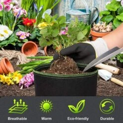10 De Non - Tissé Plantation D'arbres Bordure Verte Feutre Plante Sac épaississement Grow Bag Non - Tissé Gallon Plantation Sac [1 Gallon] 18D 15h（Avec 10 étiquettes T - Plant） -Outsunny Eda Magasin 95603062 3