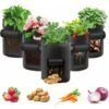 Sac De Culture De Pommes De Terre, Lot De 5 Sacs De Culture De Légumes De 10 Gallons Sac De Culture De Jardin Respirant Pour Planter Des Pots En Tissu De Tomate Avec Poignées De Sangle Et Rabat D'accè