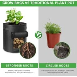 Sac De Culture De Pommes De Terre, Lot De 5 Sacs De Culture De Légumes De 10 Gallons Sac De Culture De Jardin Respirant Pour Planter Des Pots En Tissu De Tomate Avec Poignées De Sangle Et Rabat D'accè -Outsunny Eda Magasin 95829842 4