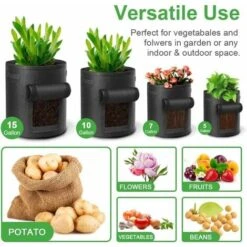 Sac De Culture De Pommes De Terre, Lot De 5 Sacs De Culture De Légumes De 10 Gallons Sac De Culture De Jardin Respirant Pour Planter Des Pots En Tissu De Tomate Avec Poignées De Sangle Et Rabat D'accè -Outsunny Eda Magasin 95829842 5