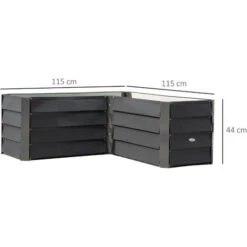 OUTSUNNY Carré Potager De Jardin Jardinière D'angle Sans Fond - 115L X 115l X 44H Cm - Acier Galvanisé Gris Foncé -Outsunny Eda Magasin 95848303 3