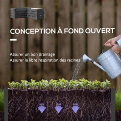 OUTSUNNY Carré Potager De Jardin Jardinière D'angle Sans Fond - 115L X 115l X 44H Cm - Acier Galvanisé Gris Foncé -Outsunny Eda Magasin 95848303 4