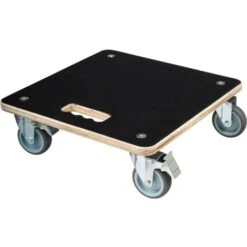 Chariot à Plantes Carré 38x38 Cm Noir Bois Nature