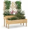 COSTWAY Jardinière 2 Niveaux Avec Treillis En Bois De Sapin Avec Trou De Drainage, Bac à Fleurs Pour Plante Grimpante, Lit De Jardin Résistance Aux Intempéries 109 X 62 X 135 Cm -Outsunny Eda Magasin 95979985 1