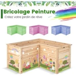 COSTWAY Carré Potager Jardinière En Bois De Sapin Base Ouverte En L, Jardinière Surélevée Pour Légumes Fruits, Pour Jardin Cour Pelouse, 120 X 120 X 62 Cm -Outsunny Eda Magasin 95979997 3