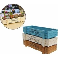 Pot De Fleur Extérieur Bois, Bac à Fleurs Rectangulaire Jardinieres Exterieur Balcon, Pot Plante Interieur& Extérieur (3 PCS) -Outsunny Eda Magasin 96372070 3