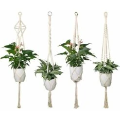 Lot De 4 Suspension Corde Plante Macramé Porte Pot Suspendu Plante Cintre Intérieur Extérieur Décoration Du Jardin Avec - 41 Pouces, 4 Jambes En Corde