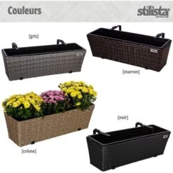 STILISTA Set De 2 Bacs à Fleurs En Poly Rotin 60 X 16 X 19 Cm, Y Compris Suspension Réglable Et Insert Amovible En Plastique, En 4 Couleurs Différentes, Crème -Outsunny Eda Magasin 96809443 5