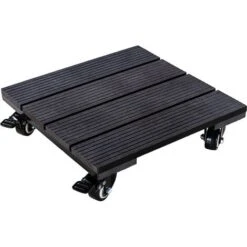 STILISTA Rouleau Pour Plantes En WPC, Charge Jusqu'à 100 Kg, Résistant Aux Intempéries, Frein Blocable, Rond Ou Carré, Différentes Couleurs, Carré, Noir