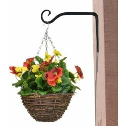 Paquet De 2 Crochets De Suspension Muraux Noirs, Supports De Panier Suspendu En Fer Forge En Metal, Support De Panier Suspendu Pour Mangeoires A Oiseaux/plantes/lanternes/carillons Eoliens (avec Vis) -Outsunny Eda Magasin 96948231 3