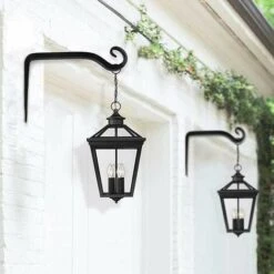 Paquet De 2 Crochets De Suspension Muraux Noirs, Supports De Panier Suspendu En Fer Forge En Metal, Support De Panier Suspendu Pour Mangeoires A Oiseaux/plantes/lanternes/carillons Eoliens (avec Vis) -Outsunny Eda Magasin 96948231 4