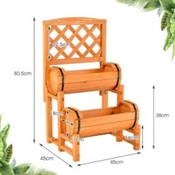 RELAX4LIFE 2 En 1 Jardinière Surélevée Avec Treillis à 2 Niveaux, 2 Bac à Fleurs En Bois Massif, Pour Plantes Grimpantes, Herbes, Légumes, Fleurs, Pour Cour, Jardin, Patio, 45X45X80,5CM -Outsunny Eda Magasin 96952252 4