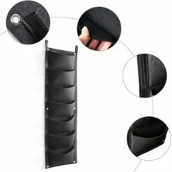 Sac à Plantes à Suspendre, Lot De 2, 7 Poches, Sacs à Plantes Verticaux, Sac à Plantes Pour L'intérieur, L'extérieur, Le Jardin, Le Balcon, La Terrasse, La Décoration De La Maison (noir) -Outsunny Eda Magasin 97109584 3