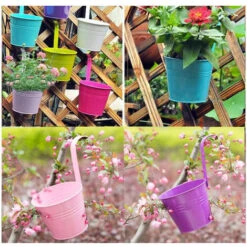 Lot De 10 Pots De Fleurs à Suspendre En Métal Avec Trou De Drainage Crochet Amovible Assortiment De Couleurs,Dolaso -Outsunny Eda Magasin 97116919 4