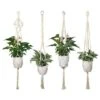 Ensemble De 4 Porte-plantes En Pot De Fleurs Porte-plantes En Macramé D'intérieur Et D'extérieur -Outsunny Eda Magasin 97565095 1