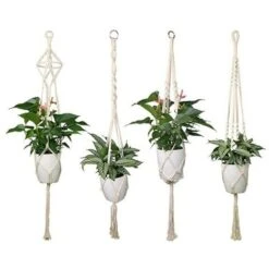 Ensemble De 4 Porte-plantes En Pot De Fleurs Porte-plantes En Macramé D'intérieur Et D'extérieur