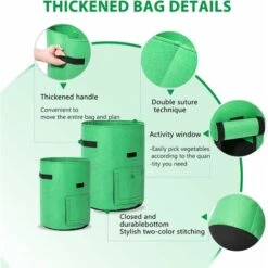 Sacs De Culture Pour Pommes De Terre, 2 X 43L Sacs De Culture/Sac De Plantation Jardin Pour Pommes De Terre Double Couche Tissu Non Tissé Respirant Avec Terre à Fenêtre -Outsunny Eda Magasin 97657675 3