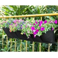Sac De Plantation Vertical, Jardin Sac à Plantes Mural Jardinière Suspendue Balcon Pot à Suspendre Intérieur Extérieur Fleur 6 Poches (Noir) -Outsunny Eda Magasin 97835863 5
