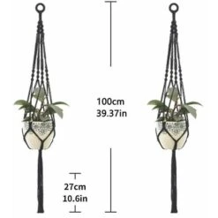 Jardinière En Macramé Suspendue 2 Pcs Cintres En Macramé Pour Fleur -Outsunny Eda Magasin 97976838 4