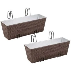 Jeu De Jardinières De Balcon Trapèze Rotin 50 Cm 2 Pcs Marron VidaXL