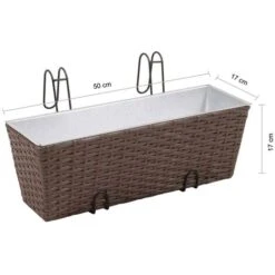 Jeu De Jardinières De Balcon Trapèze Rotin 50 Cm 2 Pcs Marron VidaXL -Outsunny Eda Magasin 980709 3