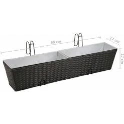 Ensemble De Jardinières De Balcon Trapèze Rotin 80cm 2 Pcs Noir VidaXL -Outsunny Eda Magasin 980710 3