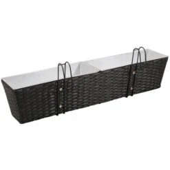 Ensemble De Jardinières De Balcon Trapèze Rotin 80cm 2 Pcs Noir VidaXL -Outsunny Eda Magasin 980710 4