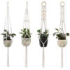 Suspension Plantes Macramé, 4 Pièces Macramé Panier De Supports De Plantes Avec 4 Crochets De Suspension, Tissés à Main Fleurs En Macramé Plant Hangers Pour Jardin Décor Intérieur Extérieur -Outsunny Eda Magasin 98404387 1