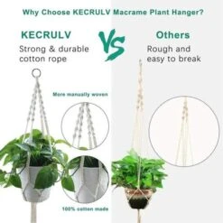 Suspension Plantes Macramé, 4 Pièces Macramé Panier De Supports De Plantes Avec 4 Crochets De Suspension, Tissés à Main Fleurs En Macramé Plant Hangers Pour Jardin Décor Intérieur Extérieur -Outsunny Eda Magasin 98404387 5