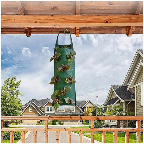 Sac De Plantation De Fraises, Jardinière De Fraises Suspendue, Sacs De Jardinière Suspendus Respirants Multi-Trous, Pour Patios, Petits Jardins, Balcons 8 Trous, 4 Sac De Plantation De Fraises, Jardinière De Fraises Suspendue, Sacs De Jardinière Suspendus Respirants Multi-Trous, Pour Patios, Petits Jardins, Balcons 8 Trous, – Image 2