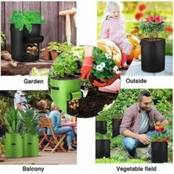 3Pcs Sac De Plantation De Pomme De Terre,10Gallons Sac De Plantation De Jardin En Non-tissés,Sac Pomme De Terre Avec La Fenêtre Et La Poignée,Grand Sac Potager Pour Des Fraises,des Tomates,des Légumes -Outsunny Eda Magasin 99696880 3