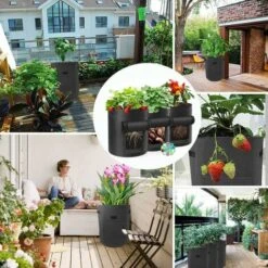 3Pcs Sac De Plantation De Pomme De Terre,10Gallons Sac De Plantation De Jardin En Non-tissés,Sac Pomme De Terre Avec La Fenêtre Et La Poignée,Grand Sac Potager Pour Des Fraises,des Tomates,des Légumes -Outsunny Eda Magasin 99696880 5